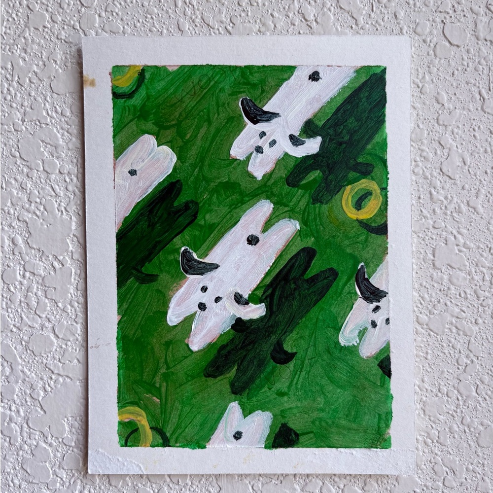 Abstract Green and White Art